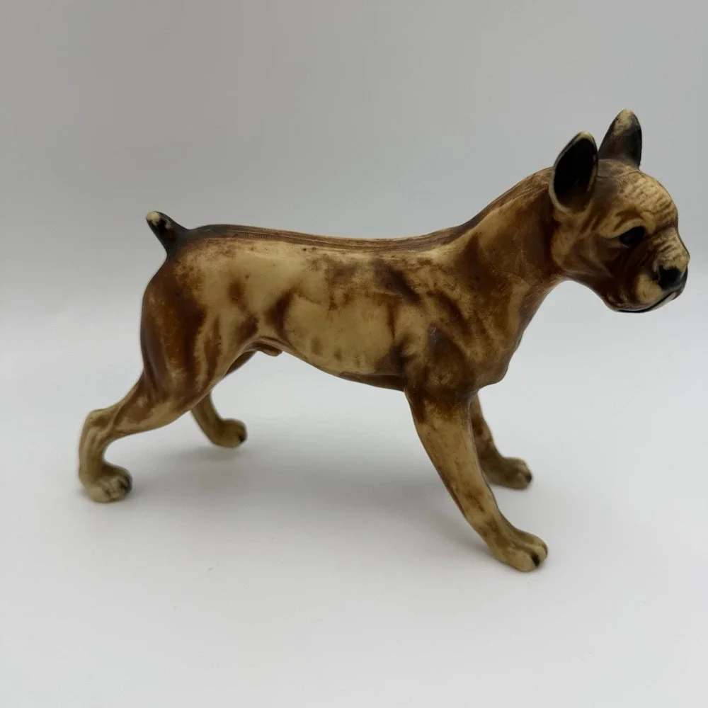 Vtg Hard Plastic BOXER DOG Hong Kong #102‎ Figure English Country Figurine Decor